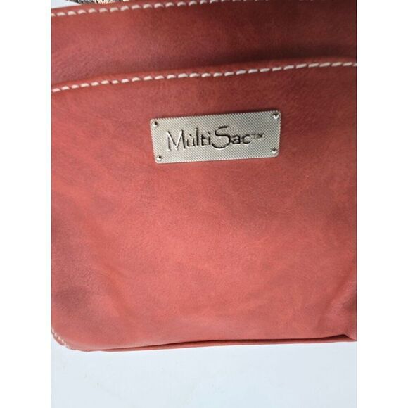 MultiSac Womens Red Faux Leather Crossbody Bag With Adjustable Strap & Interior - Picture 5 of 7